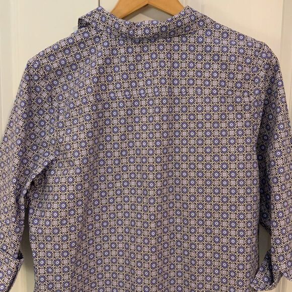 Lands’ End Purple Print Collared Split Neck Cotton Tunic Top Medium - Picture 7 of 10